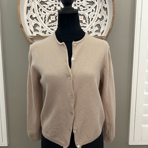 Nina Ricci Cardigan Sweater Beige Button Down Wool/Knit SZM Old Money Italy - Picture 6 of 9